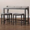 Baxton Studio Noll Grey Upholstered 3-Piece Multipurpose Metal Counter Table Set 159-9843 - alternate 5